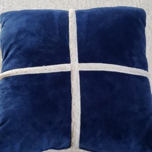 Velvet Blue and Sherpa Throw Pillow